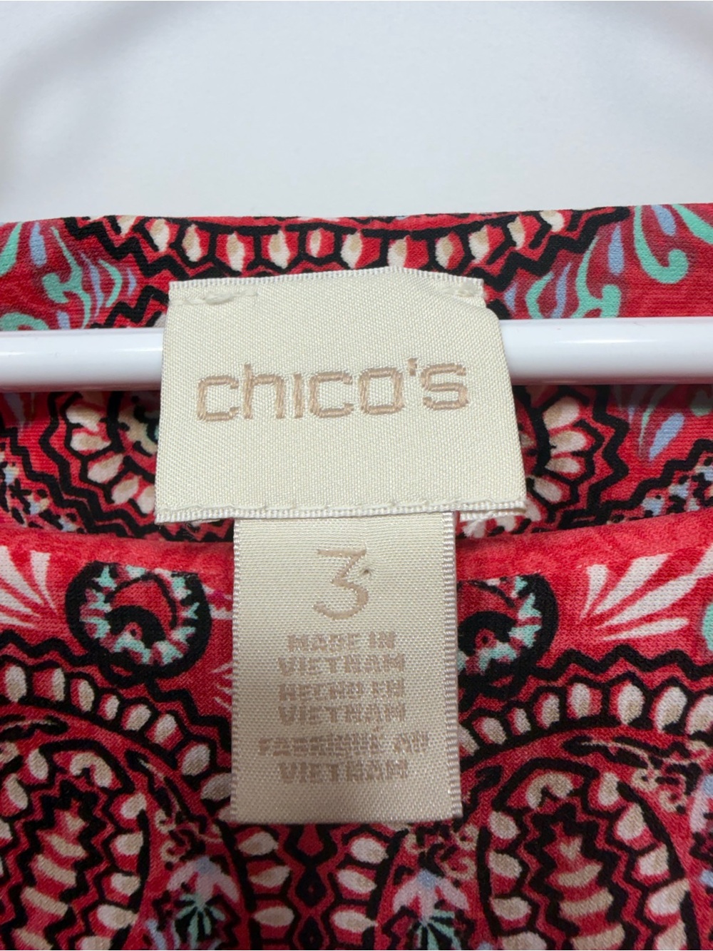 Chico's Red Pink and Black Paisley-Print Midi Dress - Picture 7 of 11
